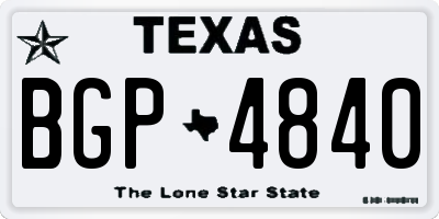 TX license plate BGP4840