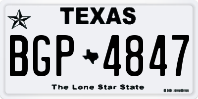 TX license plate BGP4847
