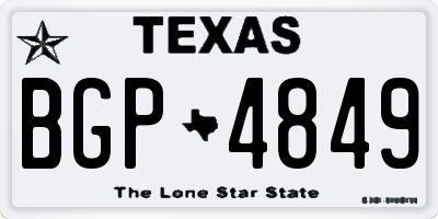TX license plate BGP4849