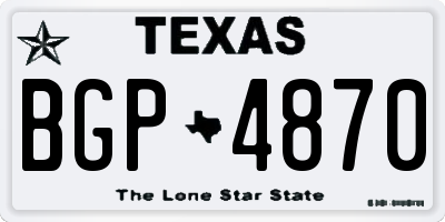 TX license plate BGP4870