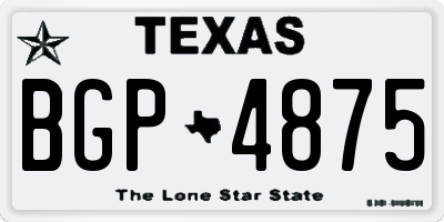 TX license plate BGP4875