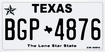TX license plate BGP4876