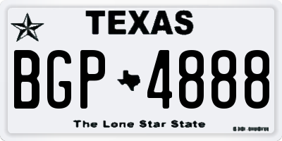 TX license plate BGP4888