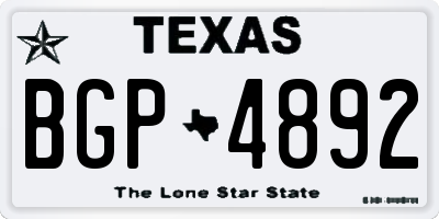 TX license plate BGP4892