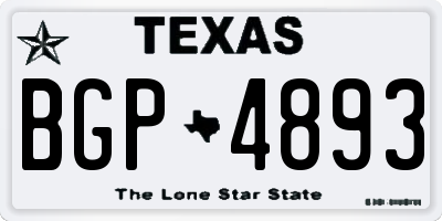 TX license plate BGP4893