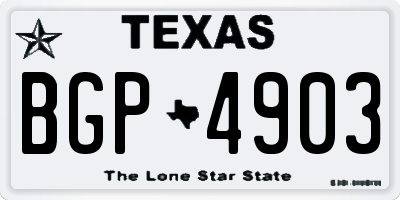 TX license plate BGP4903