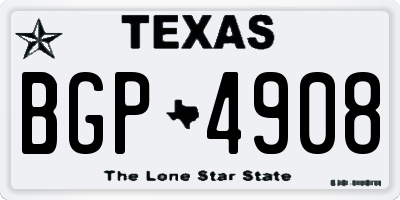TX license plate BGP4908