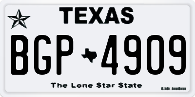 TX license plate BGP4909