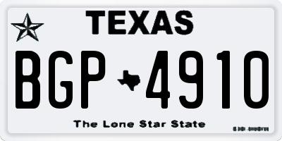TX license plate BGP4910