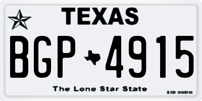 TX license plate BGP4915