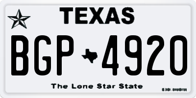 TX license plate BGP4920