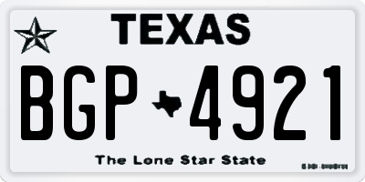 TX license plate BGP4921