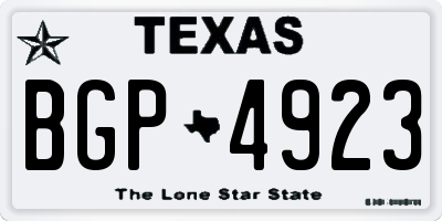 TX license plate BGP4923