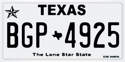 TX license plate BGP4925