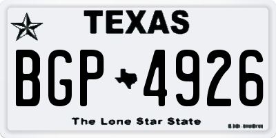 TX license plate BGP4926