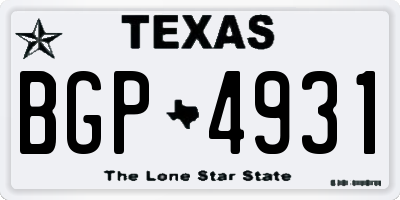 TX license plate BGP4931