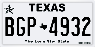 TX license plate BGP4932