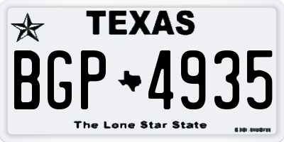 TX license plate BGP4935