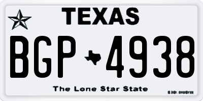 TX license plate BGP4938