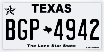TX license plate BGP4942
