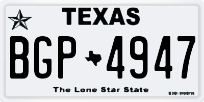 TX license plate BGP4947