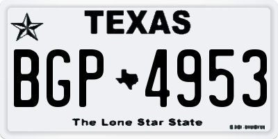 TX license plate BGP4953