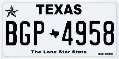 TX license plate BGP4958