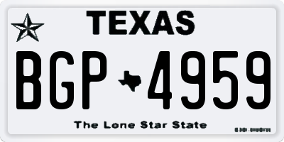 TX license plate BGP4959