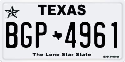 TX license plate BGP4961