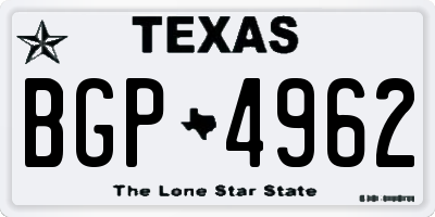 TX license plate BGP4962