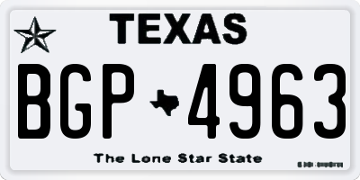 TX license plate BGP4963