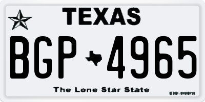 TX license plate BGP4965