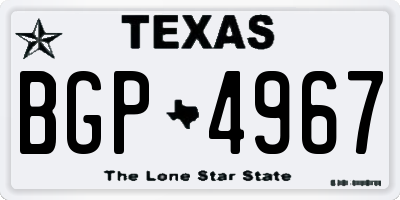 TX license plate BGP4967
