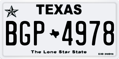 TX license plate BGP4978