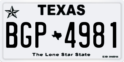 TX license plate BGP4981