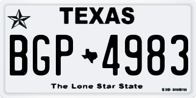 TX license plate BGP4983
