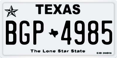 TX license plate BGP4985