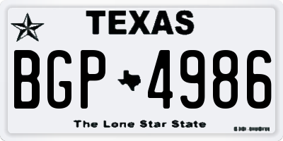 TX license plate BGP4986
