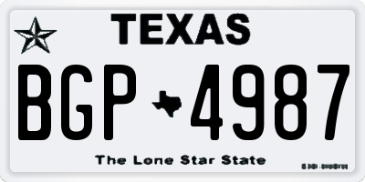 TX license plate BGP4987