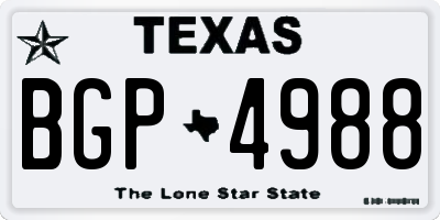 TX license plate BGP4988