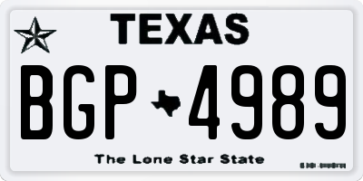TX license plate BGP4989