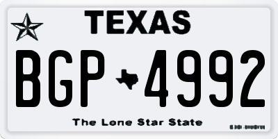 TX license plate BGP4992