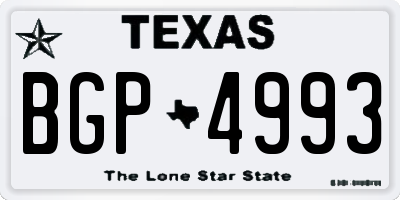 TX license plate BGP4993