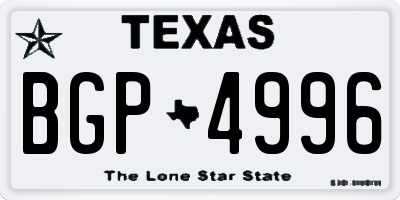 TX license plate BGP4996