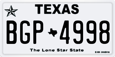 TX license plate BGP4998