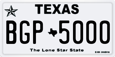 TX license plate BGP5000