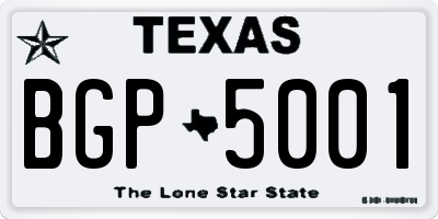 TX license plate BGP5001