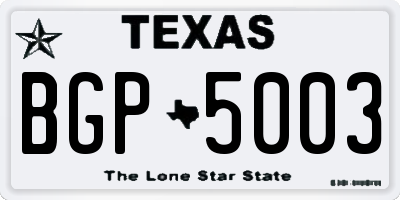 TX license plate BGP5003