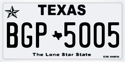 TX license plate BGP5005