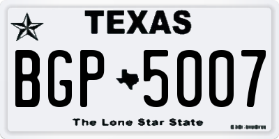 TX license plate BGP5007